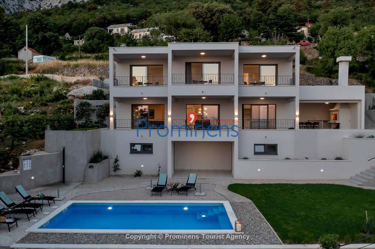 Modernes Ferienhaus Villa Alta Vista mit Pool  Meerblick bei Baska Voda  Makarska Riviera  