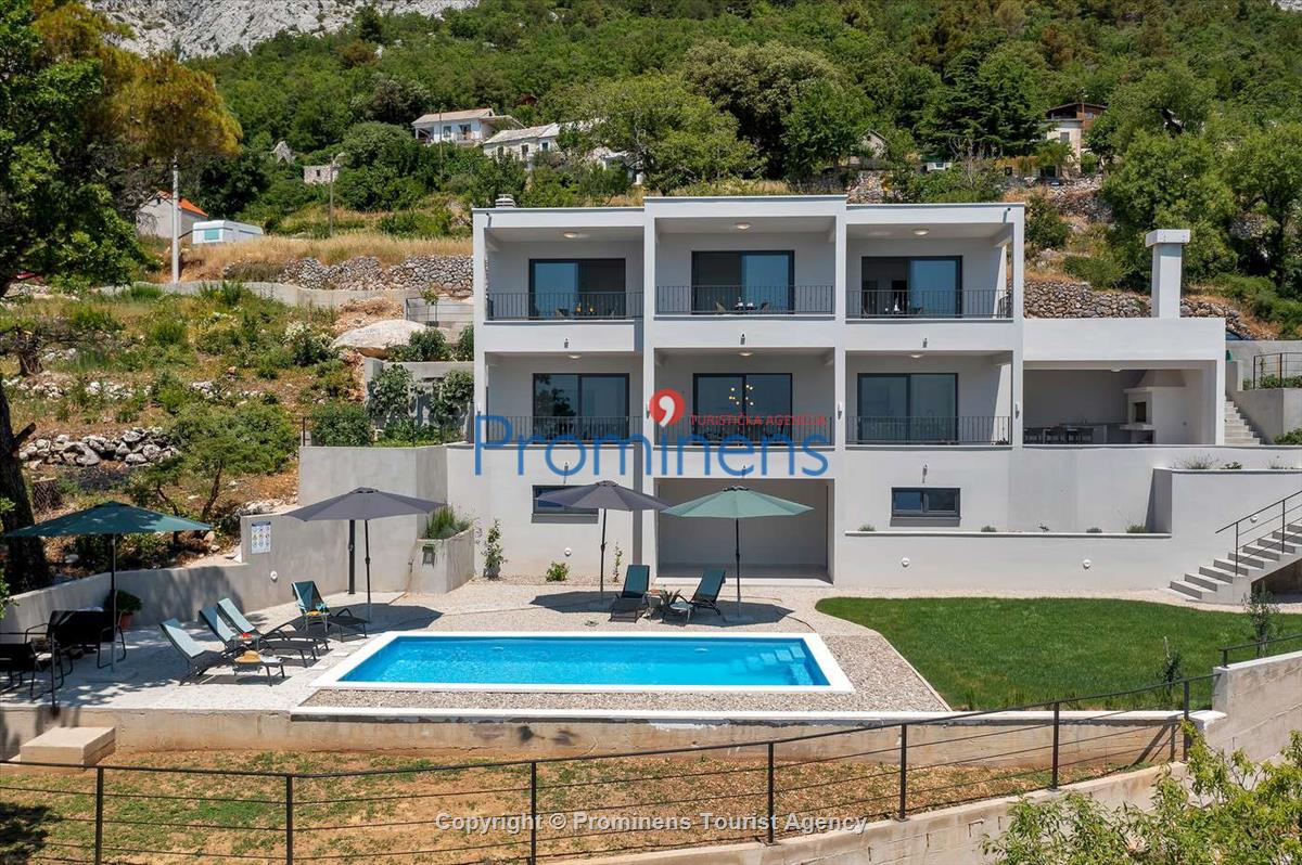 Modernes Ferienhaus Villa Alta Vista mit Pool  Meerblick bei Baska Voda  Makarska Riviera  